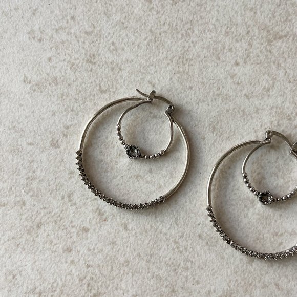 Luv Aj Silver Hoop Earrings - Picture 2 of 6